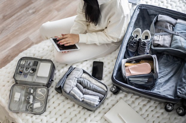 Packing cubes in a suitcase
