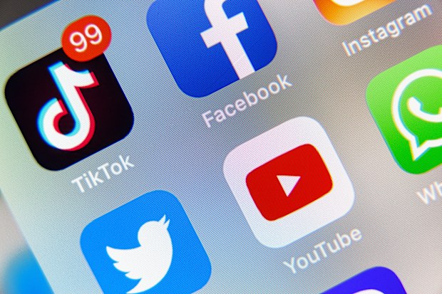 TikTok and Facebook, YouTube application  on screen Apple iPhone