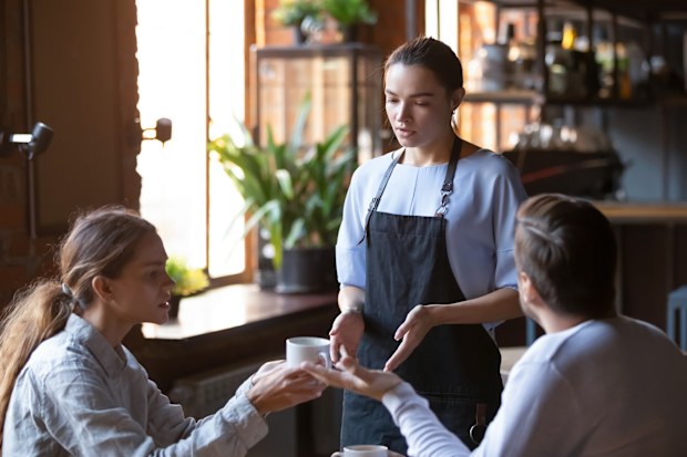angry customers speaking to server