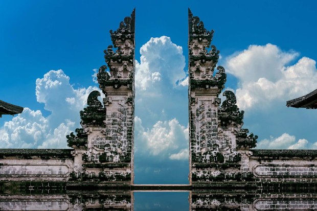 Temple gates at Lempuyang Luhur temple in Bali, Indonesia.