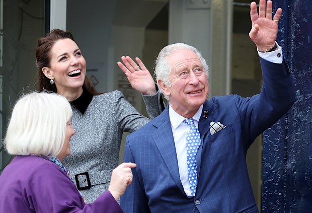 Prince Charles, Prince of Wales, Camilla, Duchess of Cornwall and Catherine, Duchess of Cambridge visit The Prince's Foundation training site for arts and culture on February 3, 2022 in London, England. 