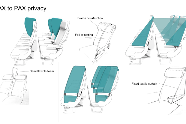 Recaro has proposed a number of side-on barrier options for COVID-safe cabin designs.