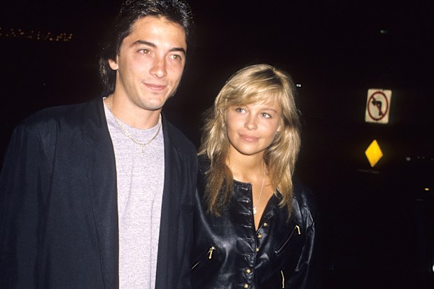 Scott Baio and Pamela Anderson on May 26, 1990 at Bar One Nightclub in West Hollywood, California.