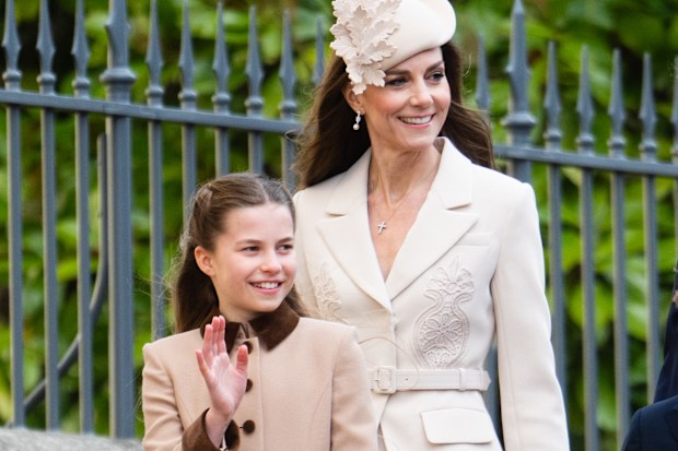 Princess Charlotte and Catherine, Princess of Wales attend the 2026 Easter Matins Service at St George's Chapel on April 05, 2026 in Windsor, England. 