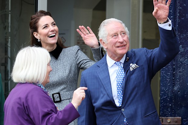 Prince Charles, Prince of Wales, Camilla, Duchess of Cornwall and Catherine, Duchess of Cambridge visit The Prince's Foundation training site for arts and culture on February 3, 2022 in London, England. 