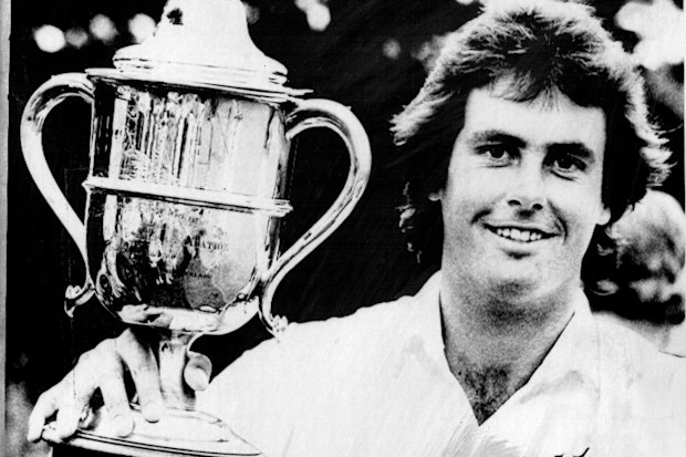The new New Zealand open golf champion Ian Baker-Finch holds he trophy after winning the championship at the Middlemore course on Sunday Baker-Finch is from Queensland. November 27, 1983.