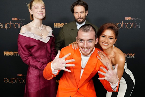 Hunter Schafer, Sam Levinson, Angus Cloud and Zendaya