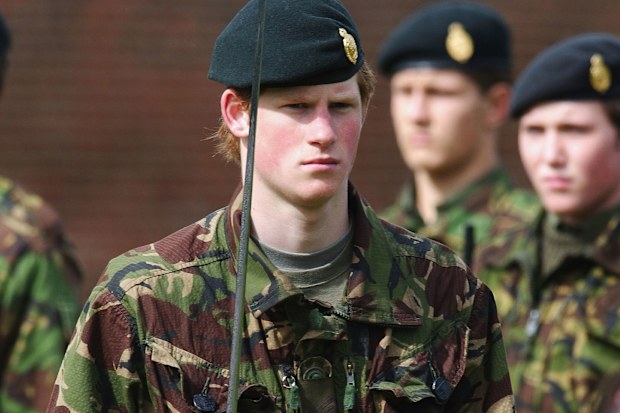 Prince Harry ahead of beginning his training at Sandhurst Military Academy, 2003
