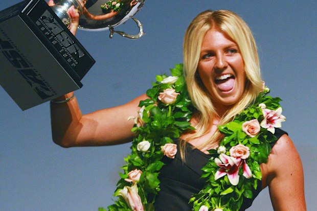 Stephanie Gilmore of Australia celebrates during the ASP World Champions Crowning Banquet at the Gold Coast Convention and Exhibition Centre on February 26, 2009 on the Gold Coast, Australia.