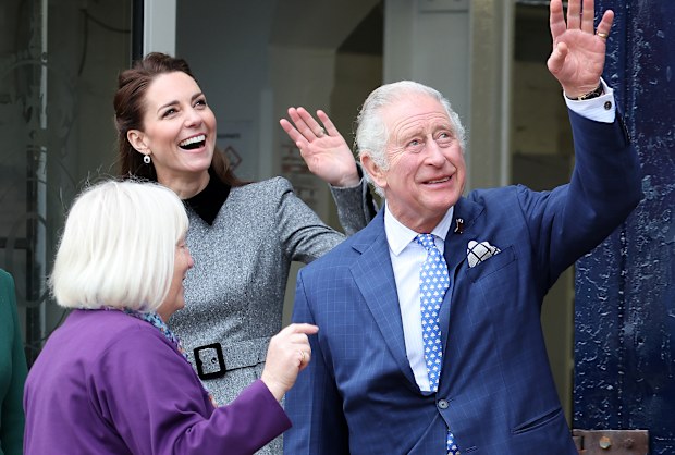 Prince Charles, Prince of Wales, Camilla, Duchess of Cornwall and Catherine, Duchess of Cambridge visit The Prince's Foundation training site for arts and culture on February 3, 2022 in London, England. 
