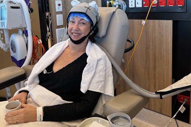 Grace Scoleri in hospital undergoing treatment for ovarian cancer.