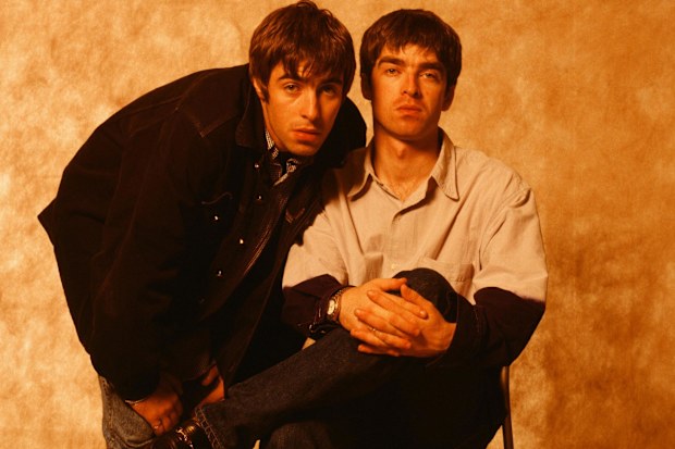 Liam Gallagher and Noel Gallagher of Oasis at a photoshoot in Tokyo, September 1994