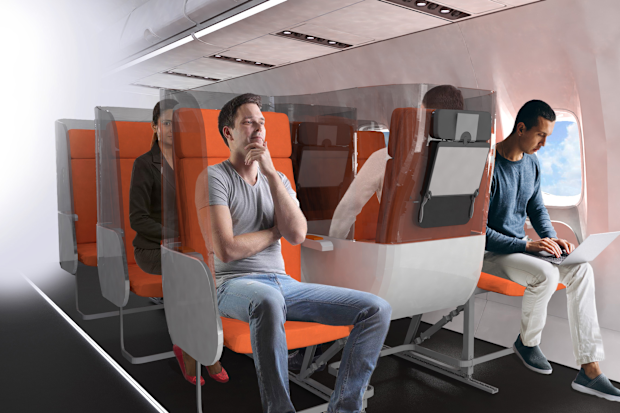 The Janus proposal features seats fitted with a three-sided shield. By Aviointeriors.