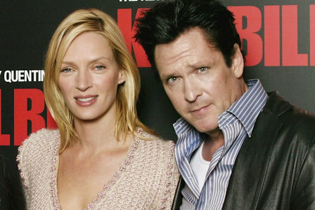 Uma Thurman and Michael Madsen attend the press conference for the  second instalment of Quentin Tarantino's Kill Bill at The Dorchester on April 20, 2004 in London.