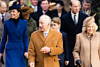King Charles III, Queen Camilla, Catherine, Princess of Wales,  Prince George of Wales, Prince William, Prince of Wales attend the Christmas Morning Service at Sandringham Church on December 25, 2023 in Sandringham, Norfolk. (Photo by Samir Hussein/WireImage)