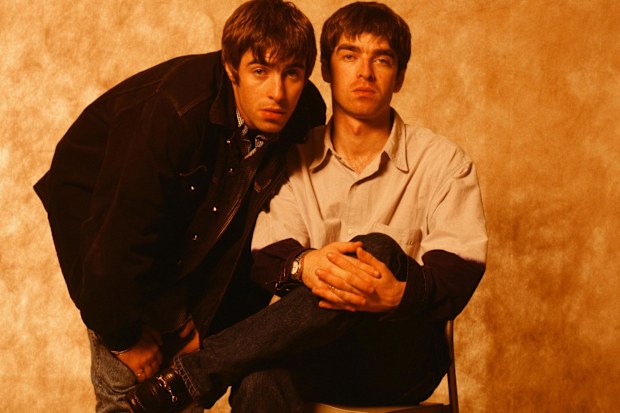 Liam Gallagher and Noel Gallagher of Oasis at a photoshoot in Tokyo, September 1994