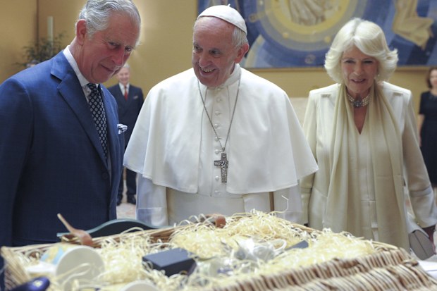 Pope Francis (Jorge Mario Bergoglio) meeting Prince Charles Prince of Wales and Camilla Duchess of Cornwall in the study of Paul VI Audience Hall. Vatican City, 4th April 2017 (Photo by Grzegorz Galazka/Archivio Grzegorz Galazka/Mondadori via Getty Images)
