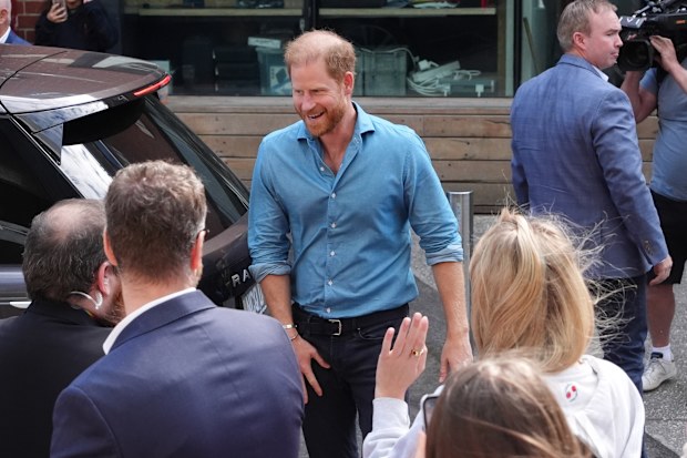 Prince Harry, Duke of Sussex arrives at Swinburne University of Technology for a visit to Batyr, a mental health engagement programme, on day three of the trip to Australia on April 16, 2026 in Melbourne, Australia. 