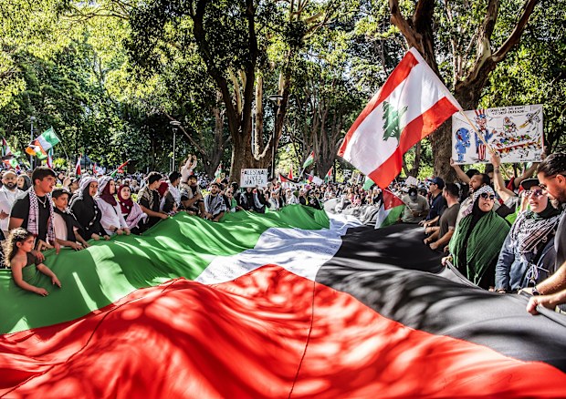 Palestine Action Group Sydney march from Hyde Park North (near the Archibald Fountain) to Belmore Park.  29th October 2023 Photo: Steven Siewert