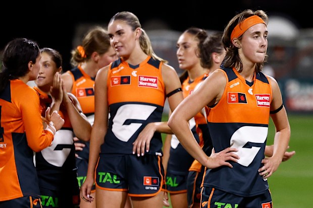 Georgia Garnett of the Giants looks dejected after a loss.