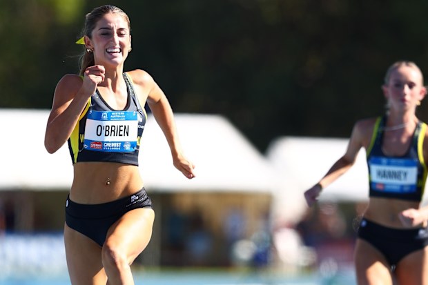 Leah O'Brien in action in her record-breaking run in Perth.