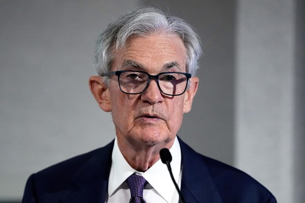 	Federal Reserve Chairman Jerome Powell speaks at the Society for Advancing Business Editing and Writing Annual Conference in Arlington, Virginia, on April 4.