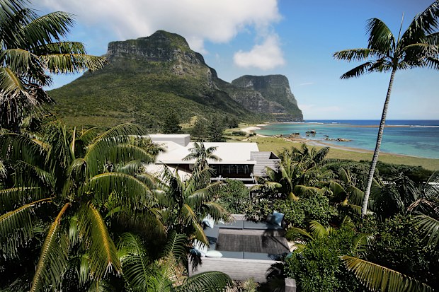 Capella Lodge with scenic ocean views of Mount Gower, Lord Howe Island.