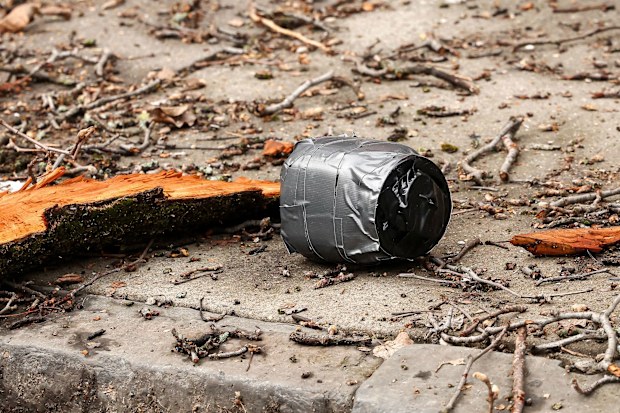 The homemade device allegedly thrown Saturday by an 18-year-old who is now in custody.