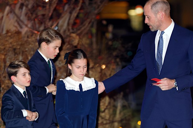 Prince William (Prince of Wales), Prince George, Prince Louis and Princess Charlotte attend the Together At Christmas Carol Service at Westminster Abbey on December 5, 2025 in London, England. 