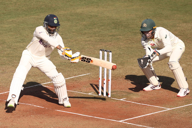 Ravindra Jadeja of India bats during day three of the first Test match in the series between India and Australia.