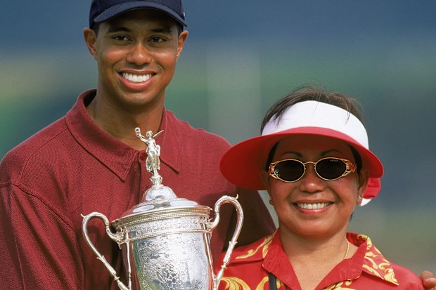 Tiger Woods with his mother Kultida Woods