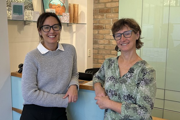 Emily Geelen with aunt Jenny at Artificial Eyes in West Perth.