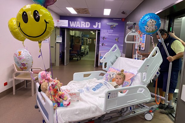 Roxy in hospital during her cancer treatment, which included intense chemotherapy.