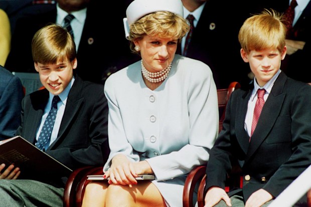 Princess Diana with Prince William and Prince Harry.