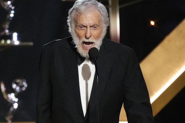 Dick Van Dyke accepts the award for outstanding guest performance in a daytime drama series for "Days of our Lives" during the 51st Daytime Emmy Awards on Friday, June 7, 2024, at the Westin Bonaventure in Los Angeles. (AP Photo/Chris Pizzello)