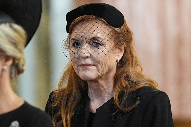 LONDON, ENGLAND - SEPTEMBER 16: Sarah, Duchess of York (R), and Sophie, Duchess of Edinburgh leave Westminster Cathedral on September 16, 2025 in London, England. Katharine, Duchess of Kent was married to Prince Edward, Duke of Kent, the first cousin of Queen Elizabeth II. She died on September 4 at the age of 92 at Kensington Palace surrounded by her family. Having converted to Catholicism in 1994, her funeral takes place at Westminster Cathedral and is the first Catholic funeral to be held for