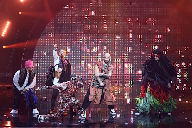 The Kalsuh Orchestra from Ukraine performs with the title Stefania at the first semi-final of the Eurovision Song Contest (ESC). The international music competition is taking place for the 66th time. In the first semifinal, participants from 17 countries will play music to reach the final. The first ten will advance. 