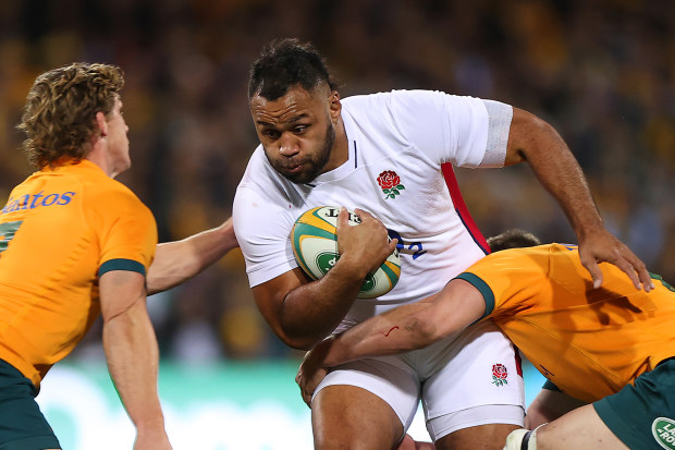 Billy Vunipola of England is tackled during game three of the international Test match series against the Wallabies in 2022.