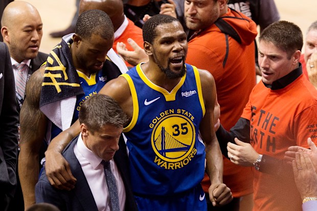 Kevin Durant limps out of NBA Finals Game 5.