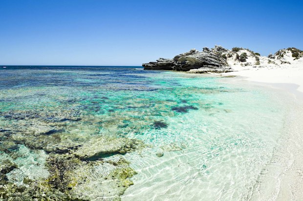 The clear water of Rottnest Island, near Perth, Western Australia."