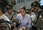 SCHAPELLE CORBY BALI  Photo shows Schapelle Corby appearing at Bali's Magistrates Court after being caught at Denpasar Airport with 4.1 kilograms of Marajuana in her boogie board bag. Her defence team read their closing argument and Schapelle read a plea to the judges to find her innovent. Photo by Jason South for FAIRFAX Thursday 28th April 2005