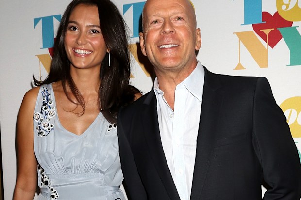 Bruce Willis and Emma Heming Willis attend Tony Bennett 90th Birthday Party on August 3, 2016 in New York City.