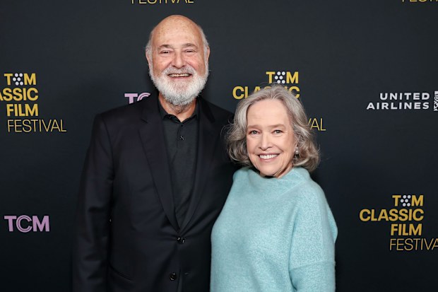 Rob Reiner and Kathy Bates attend the screening of Misery during the 2025 TCM Classic Film Festival at TCL Chinese Theatre on April 25, 2025 in Hollywood, California. 