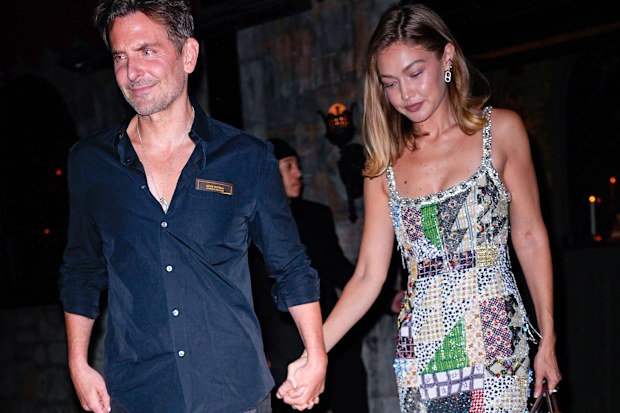 NEW YORK, NY - SEPTEMBER 14:  Bradley Cooper and Gigi Hadid are seen leaving the Vogue October issue cocktail party at Monsieur during New York Fashion Week on September 14, 2025 in New York City.  (Photo by XNY/Star Max/GC Images)