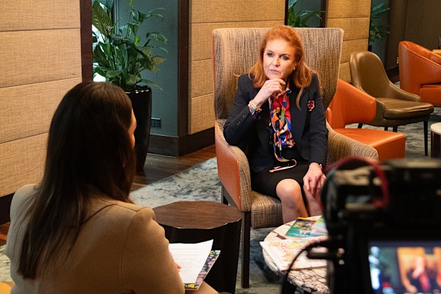 The Duchess of York, Sarah Ferguson, speaks with 9honey's Natalie Oliveri in Sydney on Thursday November 7 2024 during her book tour of Australia.
