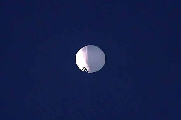 A high altitude balloon floats over Billings, Mont., on Wednesday, Feb. 1, 2023. 