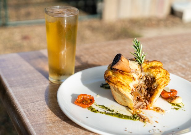 321 Cafe: Lamb Shank with Mustard Mash Potato Pie – Slow-cooked lamb shank with a medley of veggies and herbs, topped with creamy mustard mash potato. 