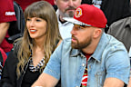 CLEVELAND, OHIO - MAY 23: (L-R) Singer Taylor Swift and Travis Kelce of the Kansas City Chiefs attend Game Three between the New York Knicks and the Cleveland Cavaliers in the NBA Eastern Conference Finals at Rocket Arena on May 23, 2026 in Cleveland, Ohio. NOTE TO USER: User expressly acknowledges and agrees that, by downloading and or using this photograph, User is consenting to the terms and conditions of the Getty Images License Agreement. (Photo by Jason Miller/Getty Images)