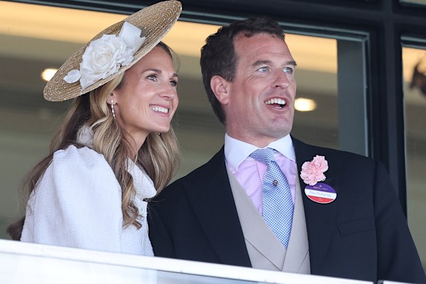ASCOT, ENGLAND - JUNE 17: Harriet Sperling and Peter Phillips smile as they attend day one of Royal Ascot at Ascot Racecourse on June 17, 2025 in Ascot, England.  (Photo by Chris Jackson/Getty Images)