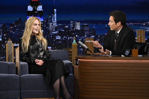 Actress Nicole Kidman during an interview with host Jimmy Fallon on Monday, March 2, 2026
